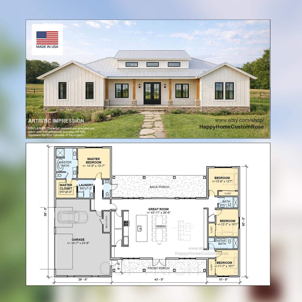Mighty Maple Barndominium House Plan - 2636 SF, 4 Bed 3.5 Bath - Modern Open Flo