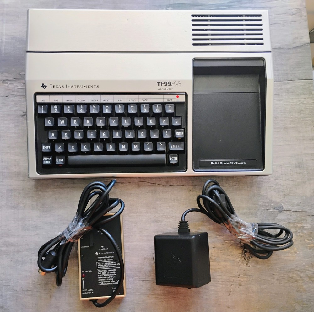 Vtg Texas Instruments TI-99/4A Home Computer Untested Power Supply RF Regulator