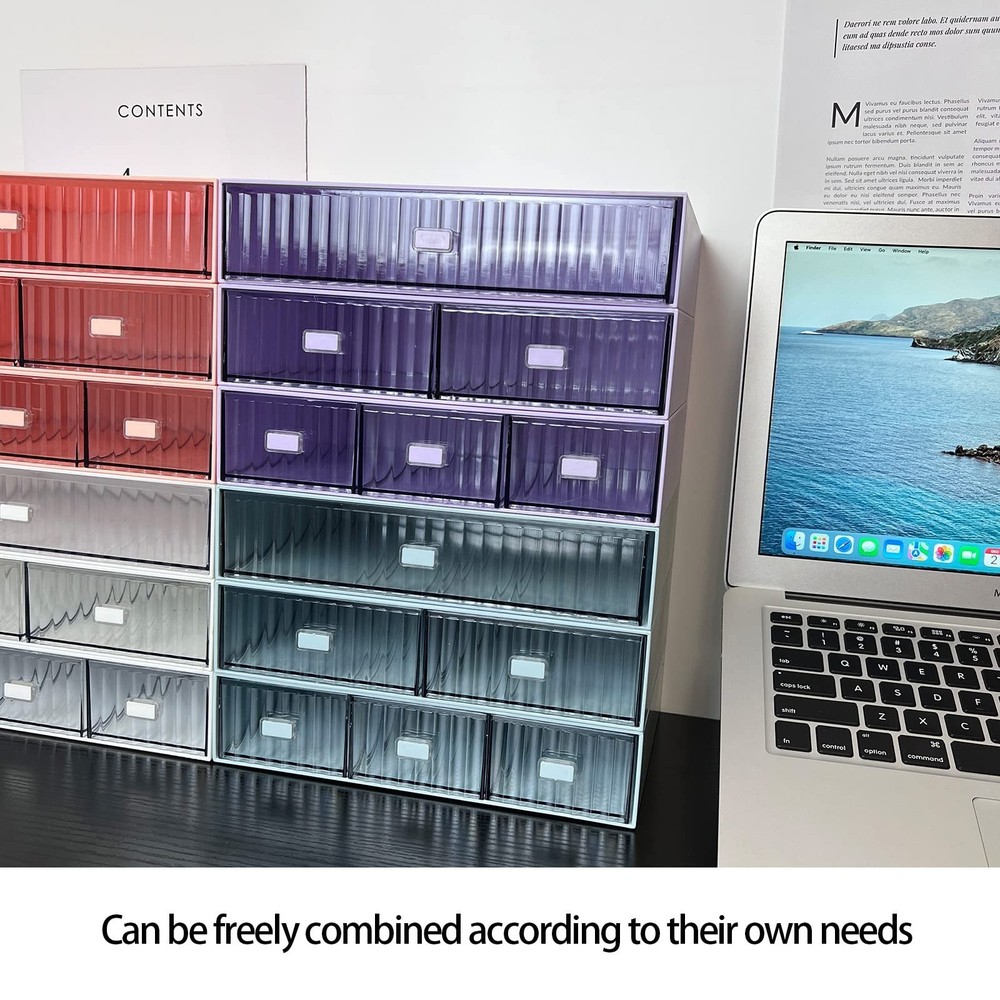 Desk Drawer Organizer, Stackable Office Supplies Storage, Plastic Drawer, Des...