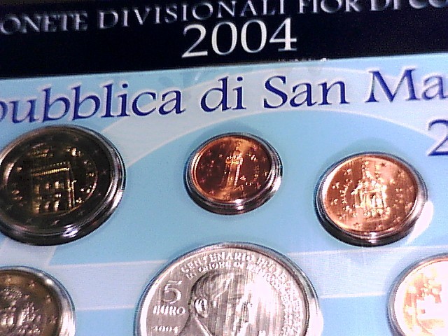San Marino 2004 Uncirculated (9) Coin Set, in Mint Folder,