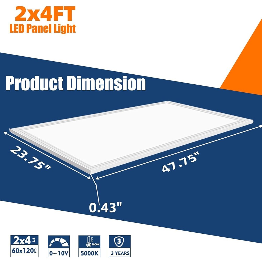 LED Panel Light 2x4FT 75 Watt 5000K Daylight White Dimmable AC 110V-277V 6 PACK