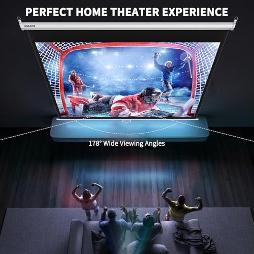 84'' Projector Screen Manual Pull Down - 16:9 HD Retractable 84 Inch