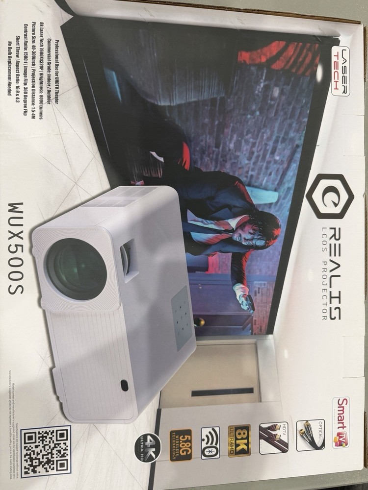 4K Smart Projector + Elite Black Diamond Zero Edge Motorized Screen Home Theater