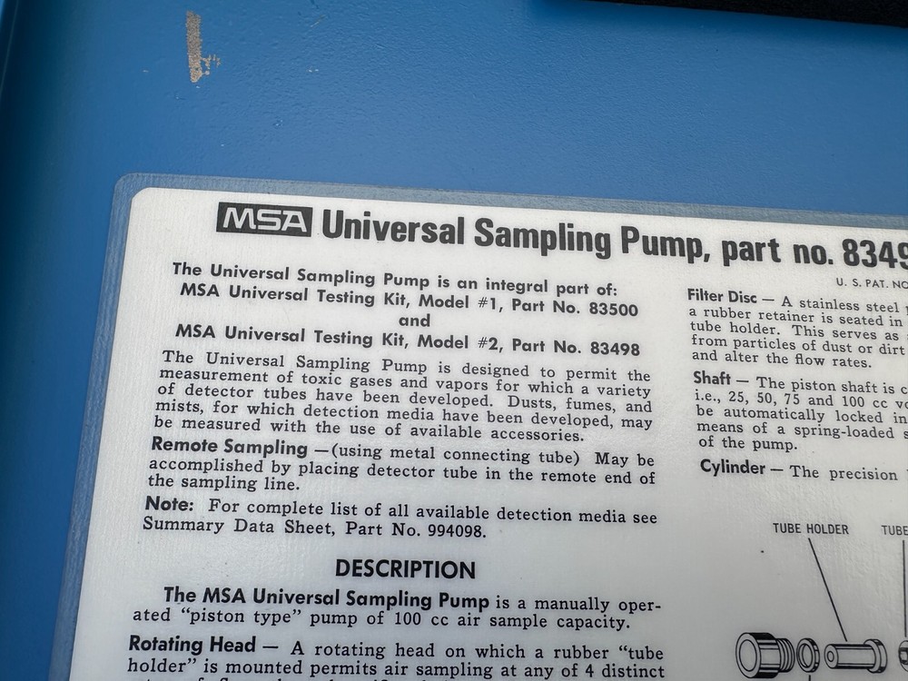 MSA 83500 Universal Testing Kit w/83499 Universal Sampling Pump