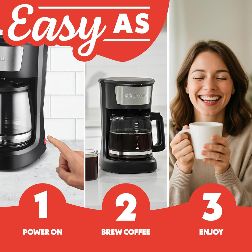 12 Cup Coffee Maker One-Touch Brew Pause & Serve Keep Warm Easy-Clean Design