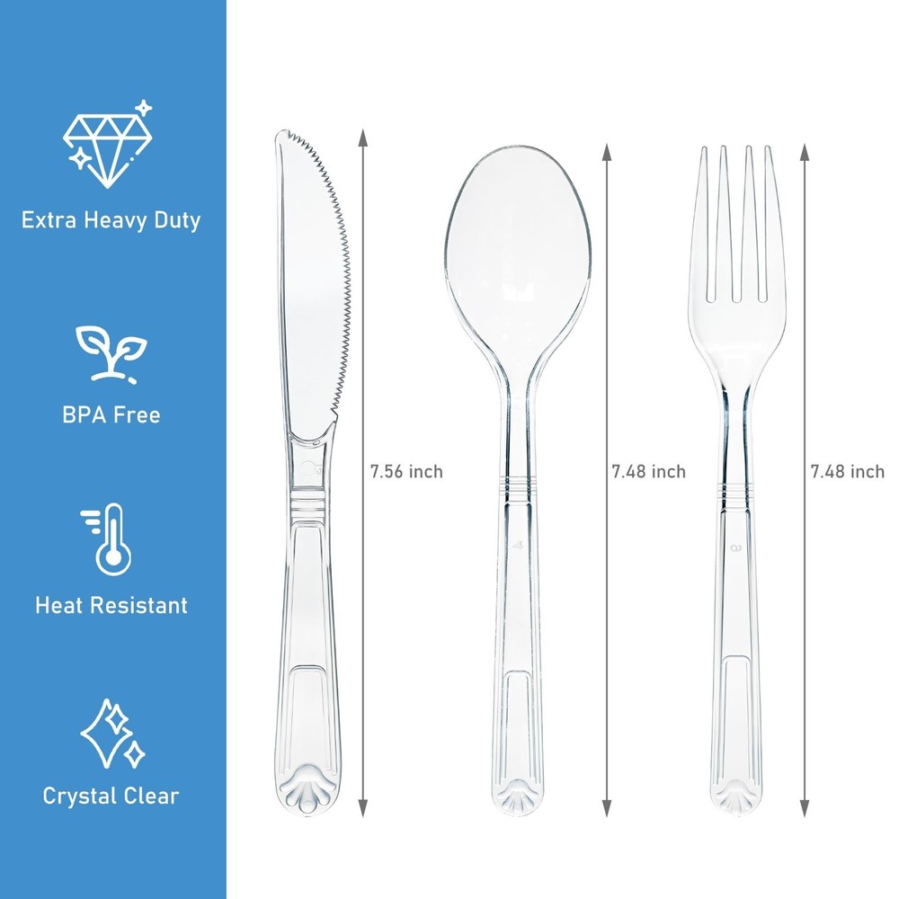 EcoDispose 72 Pcs Extra Heavy Duty Plastic Silverware Set, Disposable Utensil...