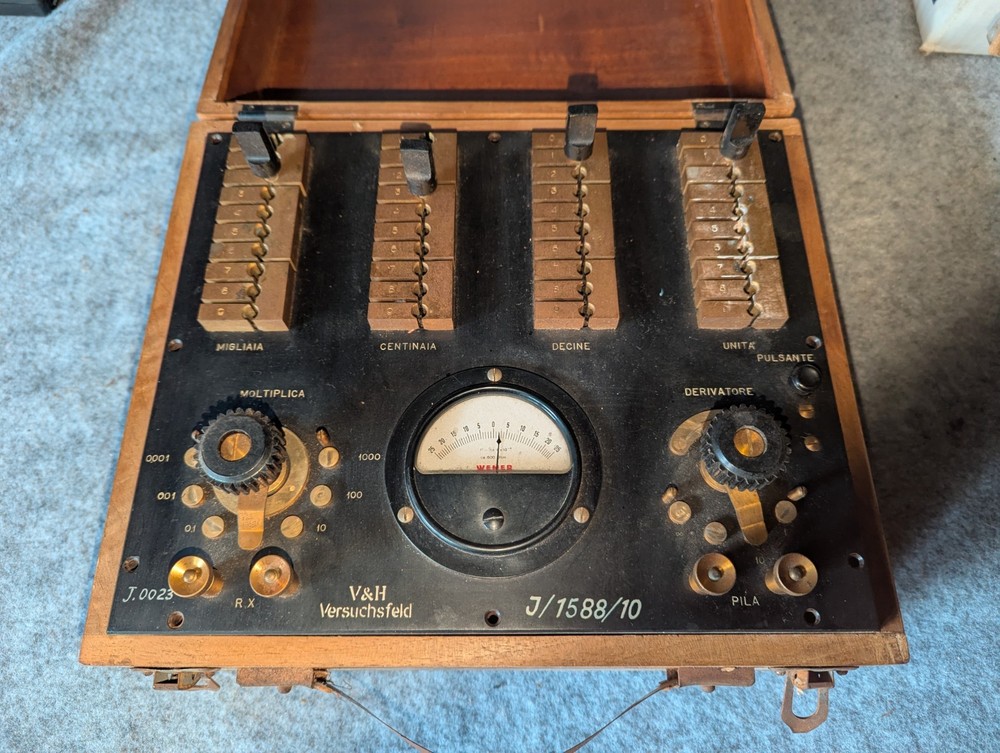 Antique Testing Set- Wheatstone Bridge, Wood Case, German