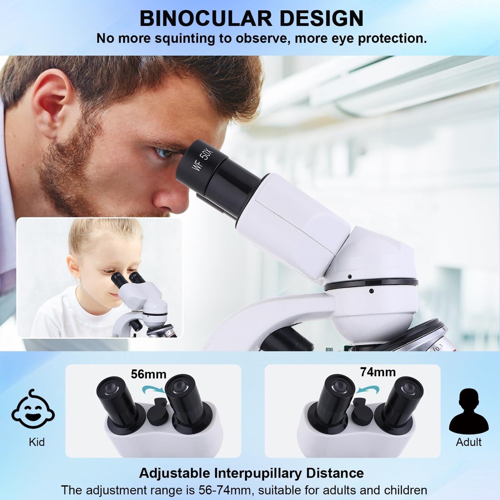 Binocular Compound Microscope 40x2000x Research Grade Professional Microscope Wi
