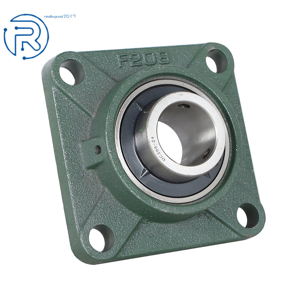2 Pcs 4 Bolt Solid Base UCF208-24 Pillow Block Flange Bearing 1-1/2" Bore