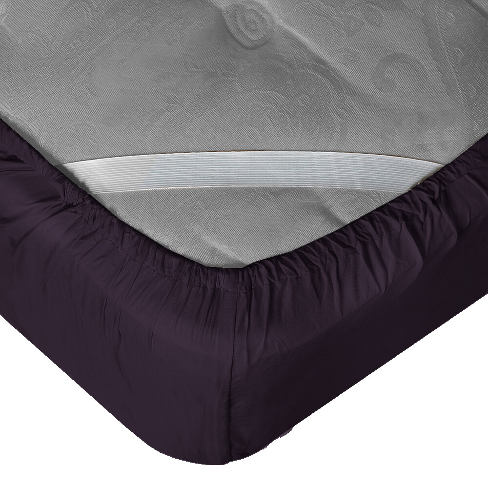 21” Extra Deep Pocket Ultra Soft Fitted Sheet Elastic All Around,Full - Eggplant