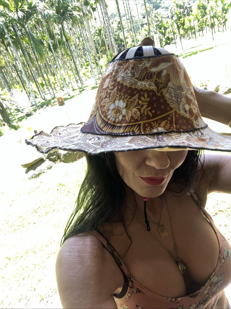 Foldable Wide Brim Sun Hat Boho Floral Bamboo Frame Packable Beach Hat