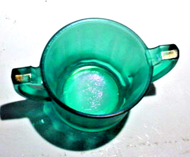 VINTAGE FROSTED BLUE DOUBLE HANDLED SUGAR BOWL