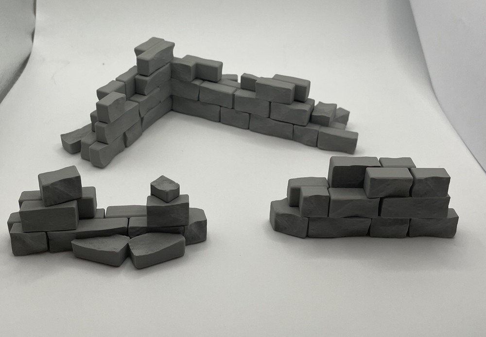 Wall Ruins Terrain 3pc dnd/pathfinder/war hammer/wargaming/rpg