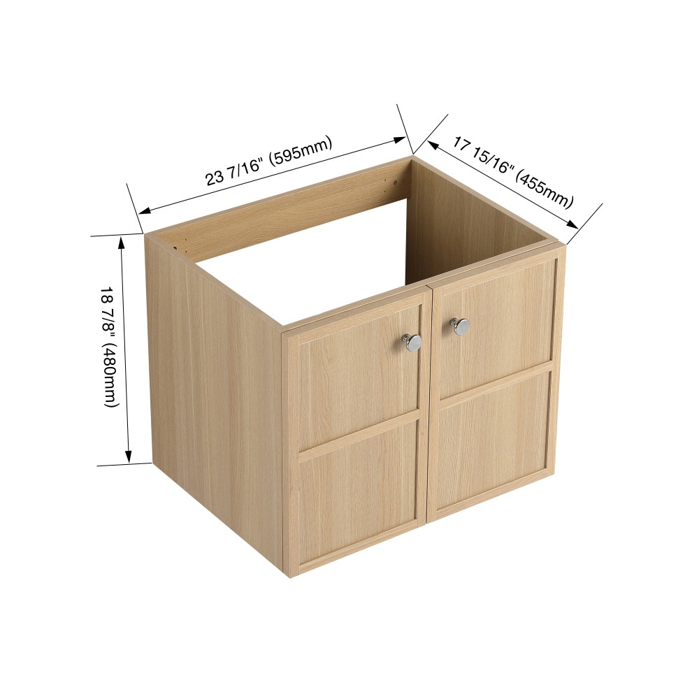 Wall-mounted Bathroom Vanity Double-Cushioned Soft-Close Doors Oak Wood