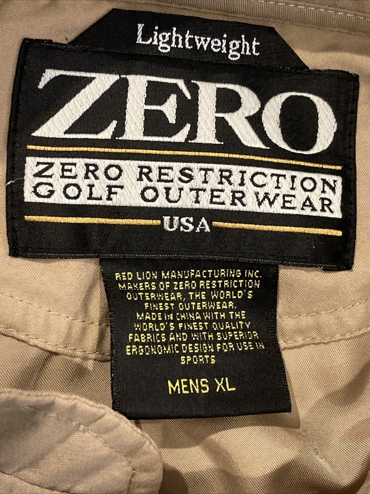 Zero Restriction Golf Mens XL Beige Tan Windbreaker Pullover 1/4 Snap Jacket
