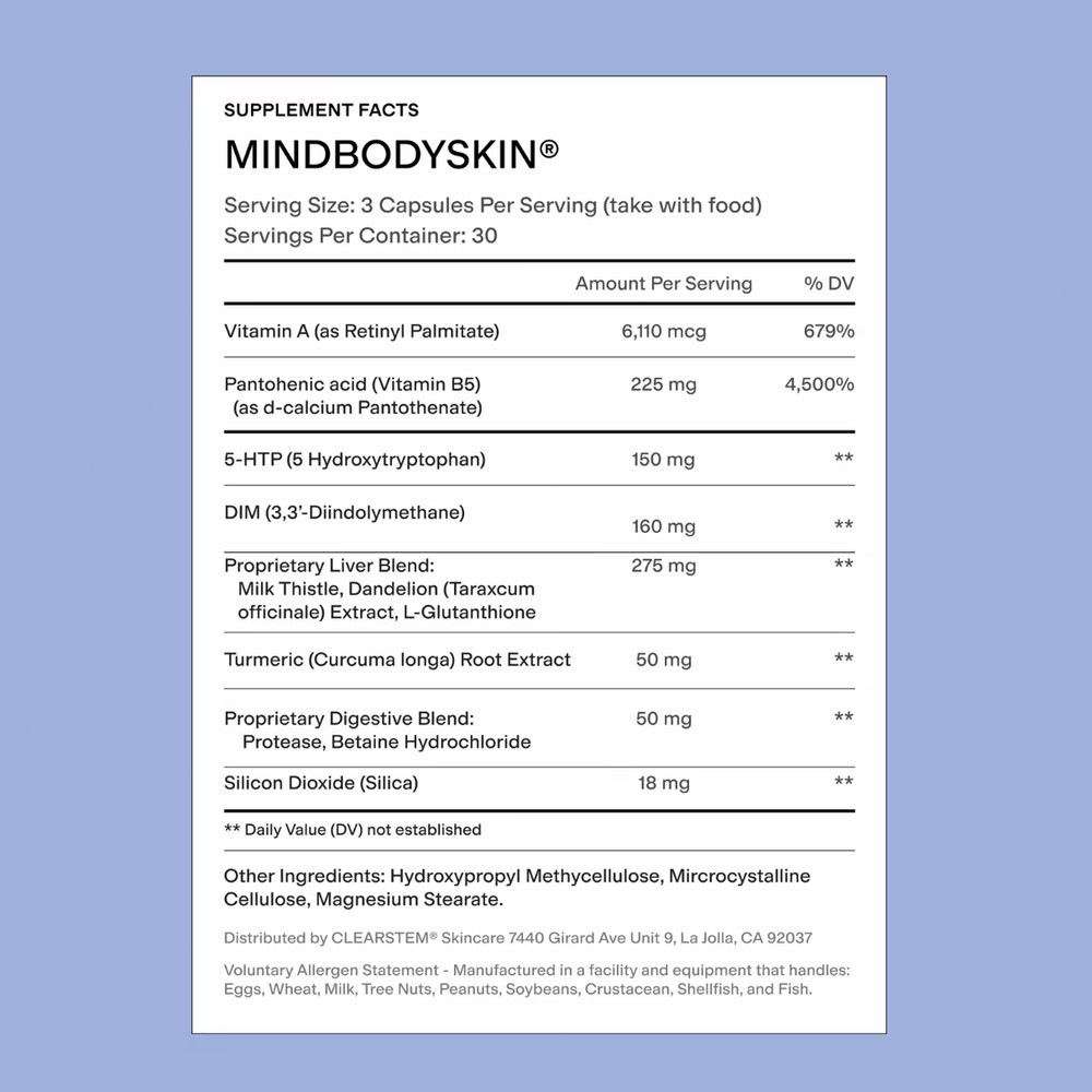 MINDBODYSKIN@ Hormonal Acne SupplementDigestive Support, Liver Detoxifiers