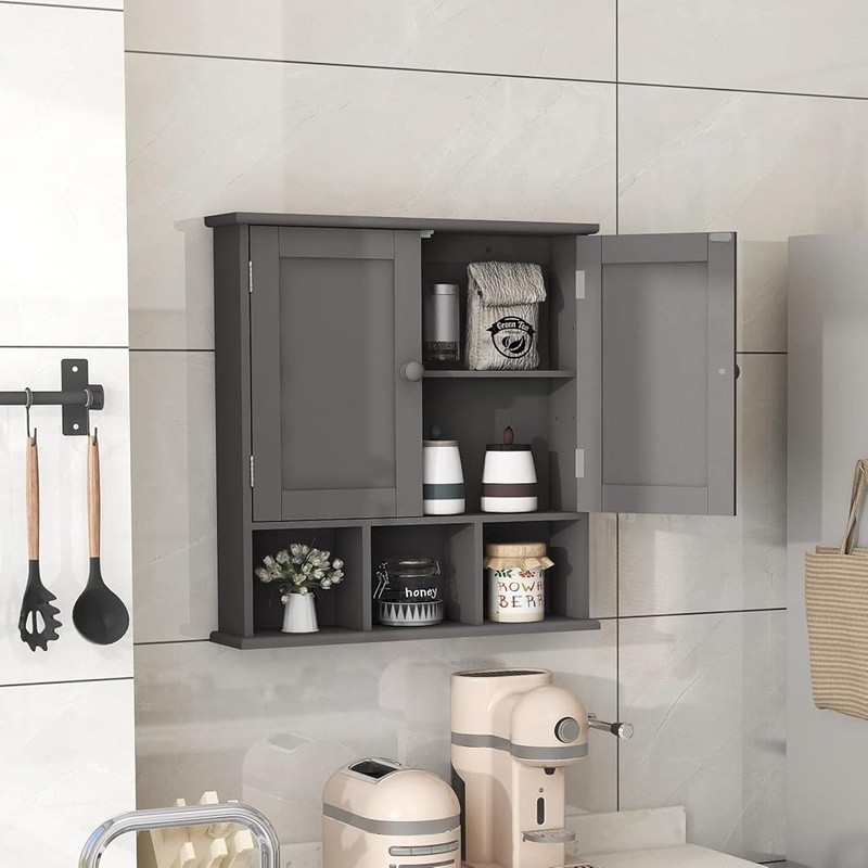 Wall Mounted Bathroom Storage Cabinet Adjustable Shelf Easy Assembly Organizer