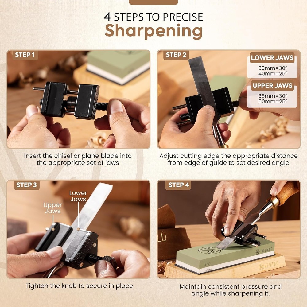 Chisel Sharpening Kit - Precision Honing Guide for 1/4" to 2" Woodworking Tools