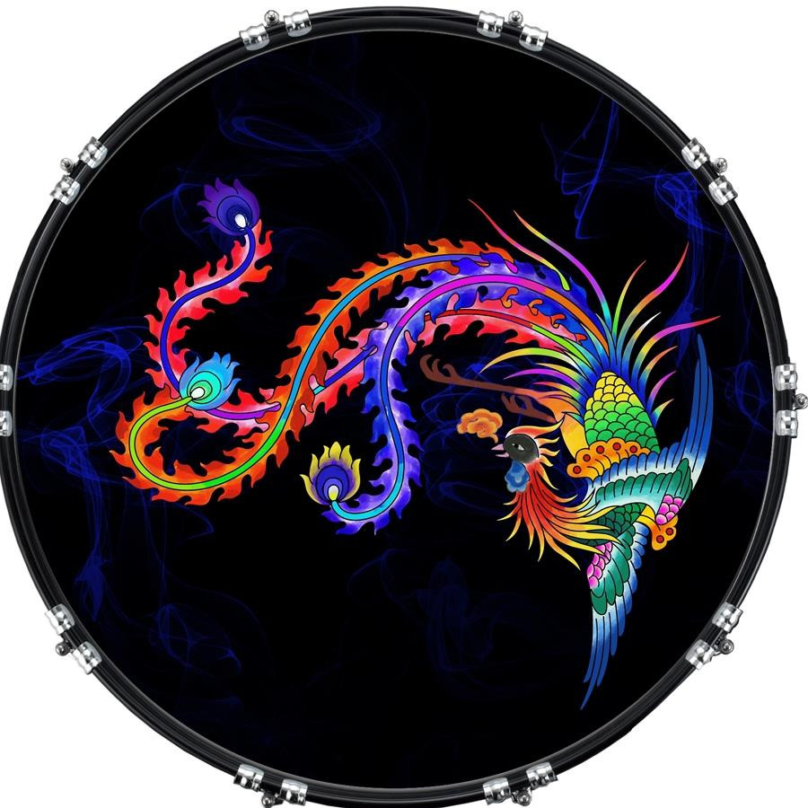 20" Custom Bass Kick Drum Front Head Graphic Graphical Phoenix 2