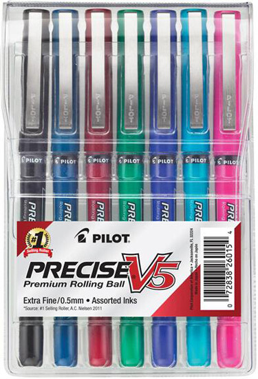 Pilot Precise Pilot Precise V5 Rollerball Pen in Assorted Colors - 0.5mm -7 Pack
