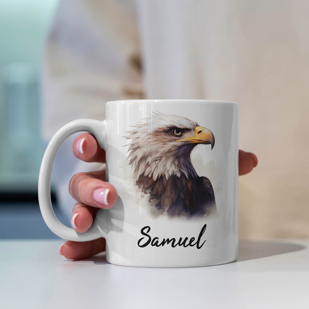 Eagle Mug - Personalized American Bald Eagle Gift, Bird Custom Name Coffee Cup