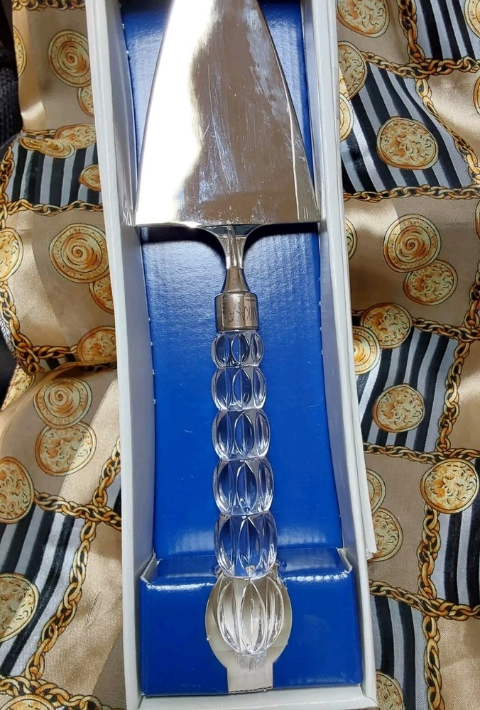 Mikasa Rousseau Silver Plated Cake Server Crystal Handle Austria 12"L