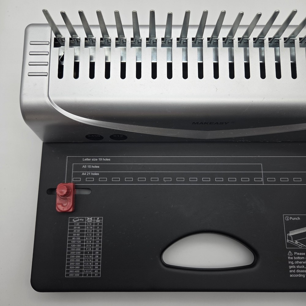 Makeasy Comb Binding Machine For A4 A5 Letter 21-Hole 450 Sheet W/ 100 Combs