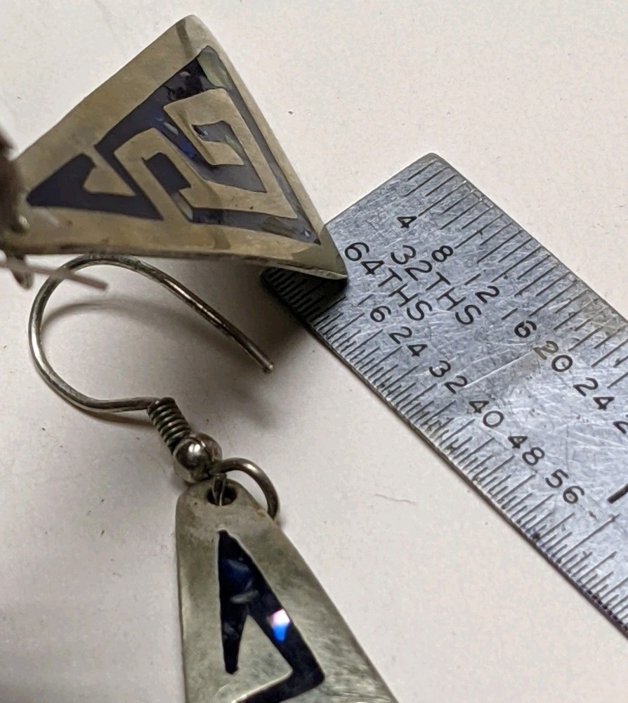 Sterling Silver Overlay Design Dangle earrings Vintage