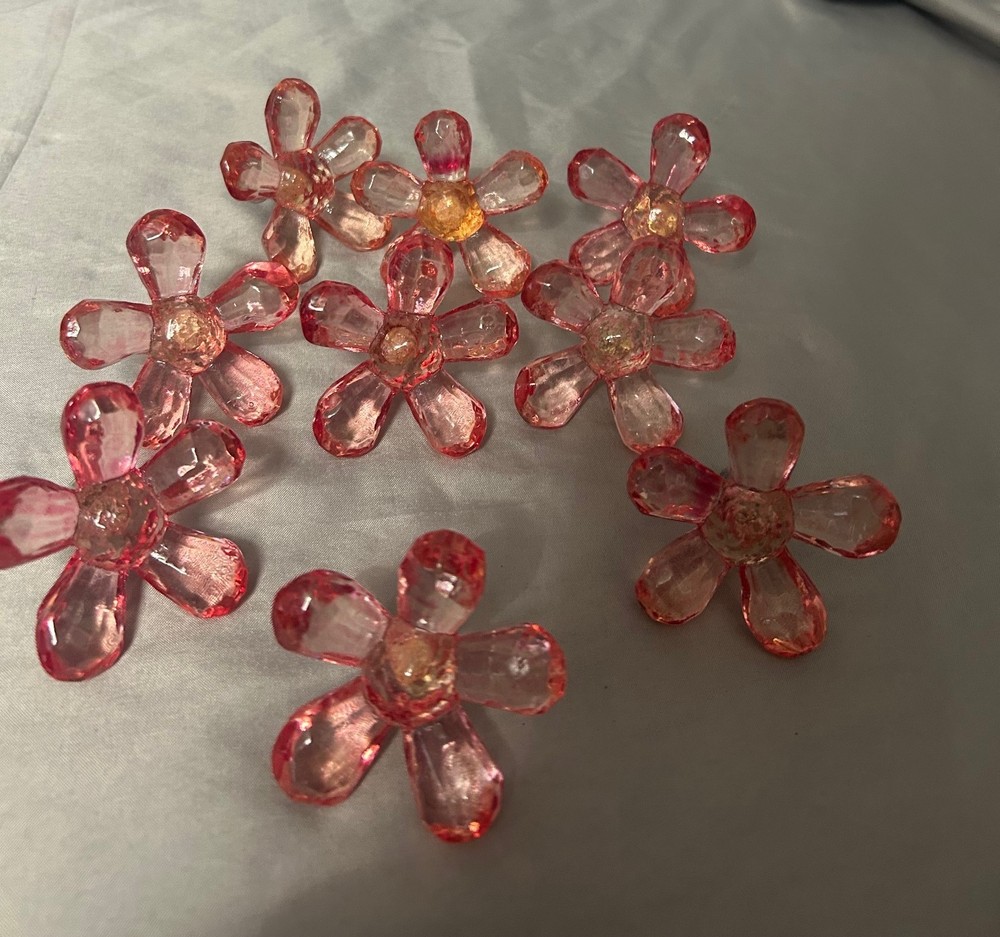 Pink Lucite Flower Draw Pulls