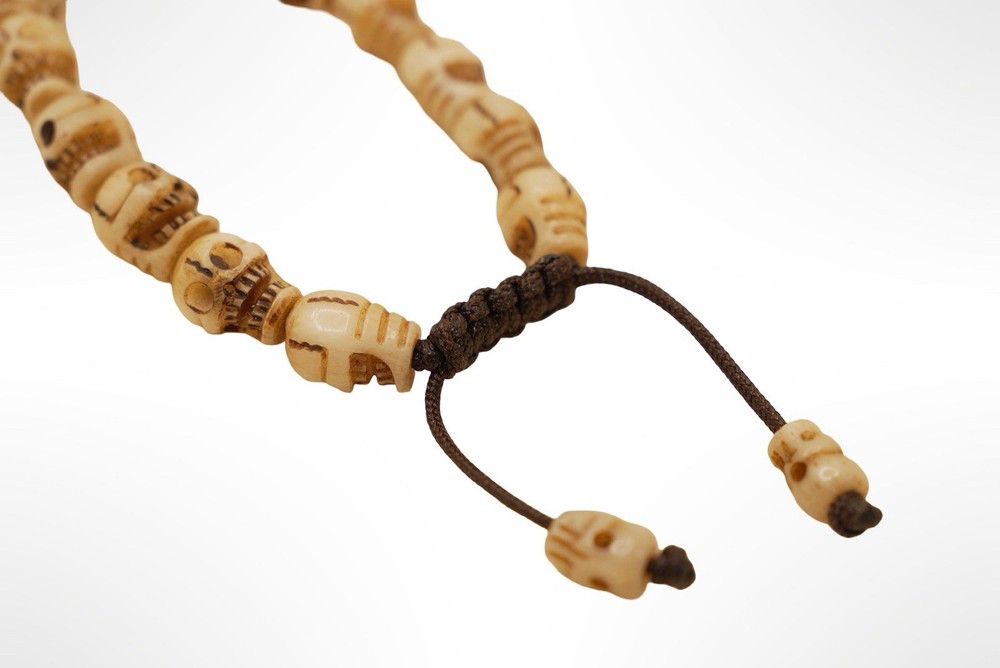 HandCarved Yak Bone Skull Adjustable Bracelet