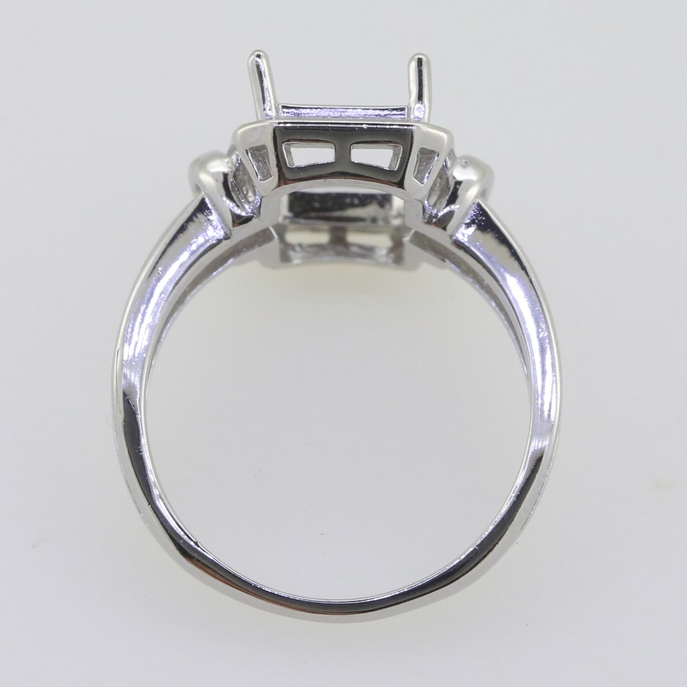Vintage Style Sterling Silver Semi Mount Ring Setting Emerald OCT 12x8mm