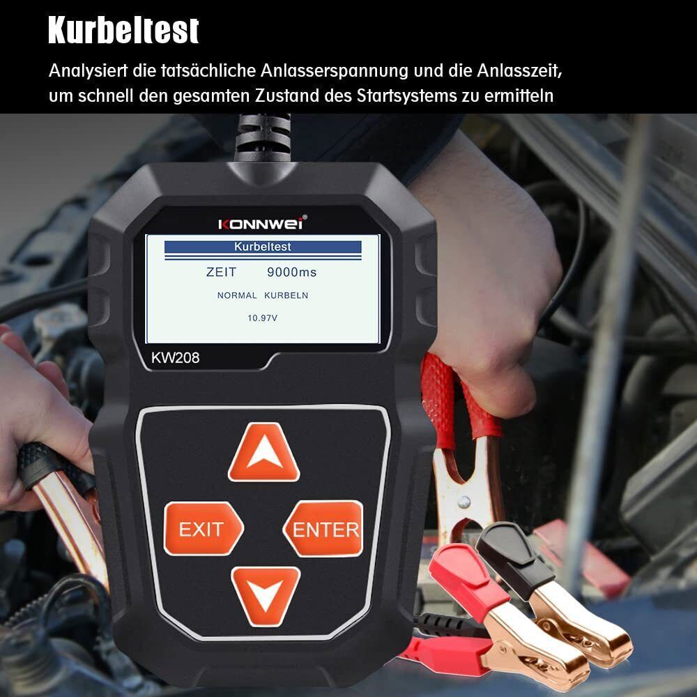 KONNWEI 12V 100-2000CCA Battery Tester Load Cranking Charging System Analyzer
