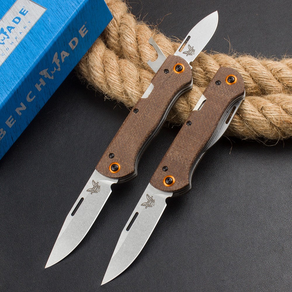 Multi Function Two Blade Camping Edc Small Pocket Folding Knife Micarta Handle