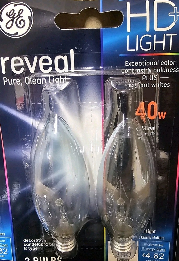 Lot of 6 GE Reveal Decorative HD Light 12 Bulb’s PC:48701 40w Clear Finish