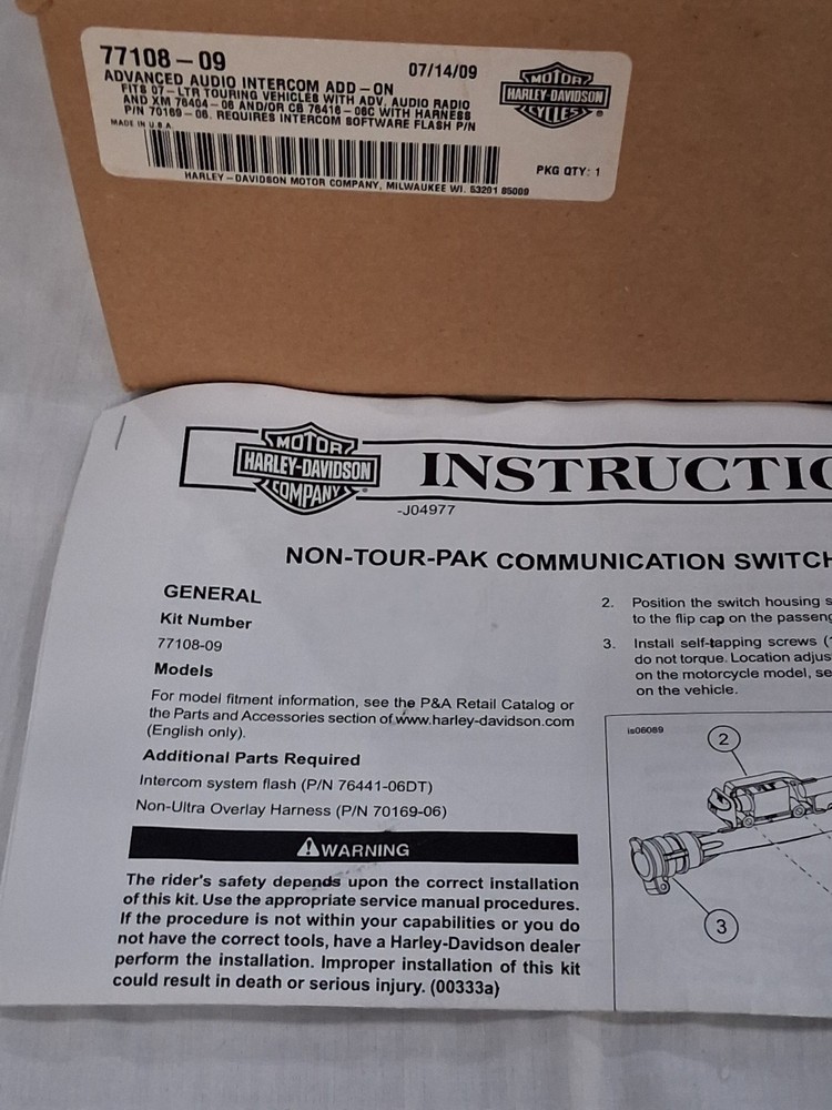 HARLEY-DAVIDSON ADV AUDIO INTERCOM ADD ON, 77108-09, *OBSOLETE*