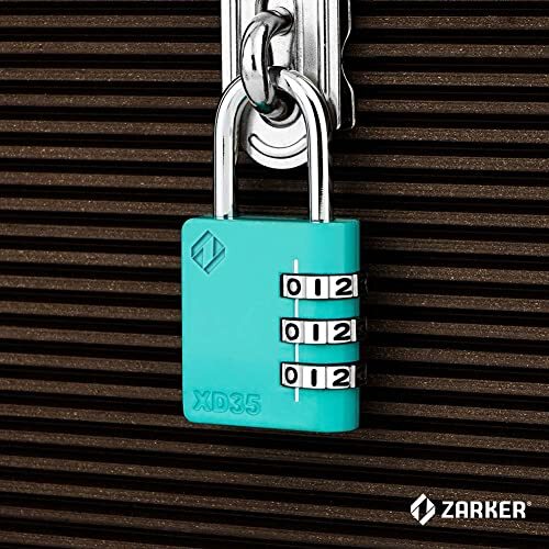 3-Digit Combination Padlock, Emerald, 2-Pack