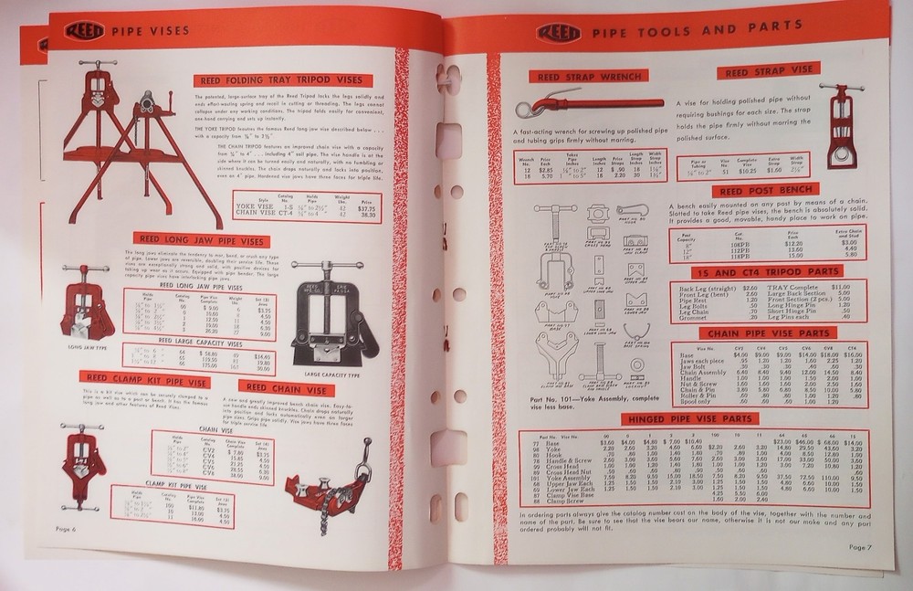 1950's REED Plumbing Tools Catalog Supplement