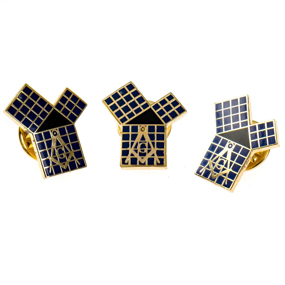 Euclid's 47th Problem Pythagorean Theorem with Grid Lapel Pin Masonic Combo P...