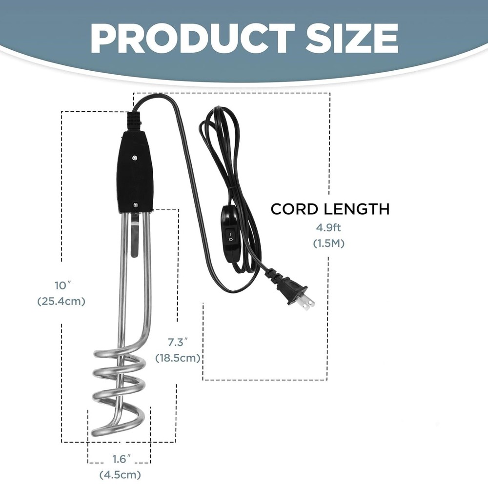 Calentador de agua eléctrico de viaje con elemento de inmersión de 5 galones NEW