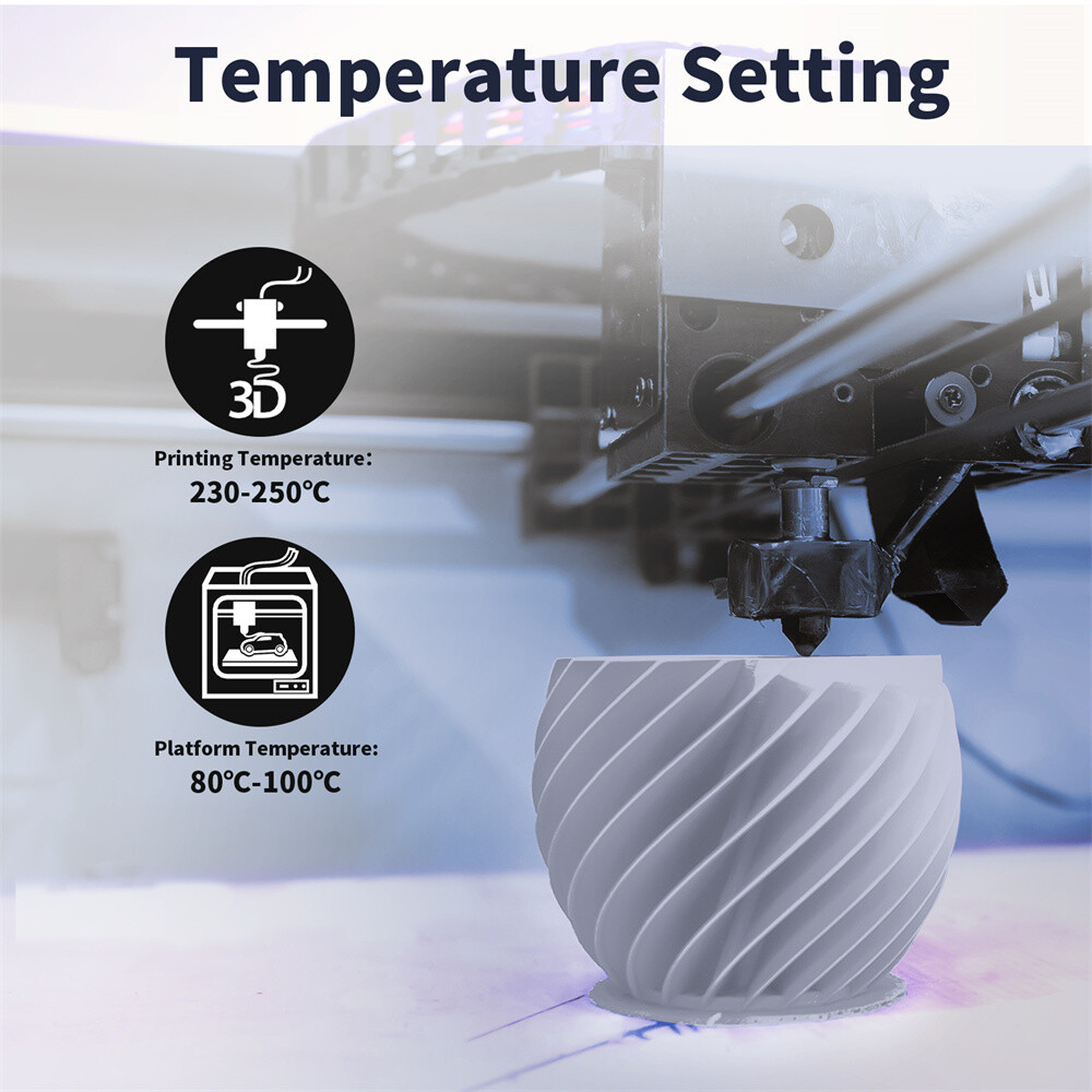 Geeetech 3D Printer ABS+ Filament 1.75mm 1KG/2.2lbs Spool Silver Consumables US