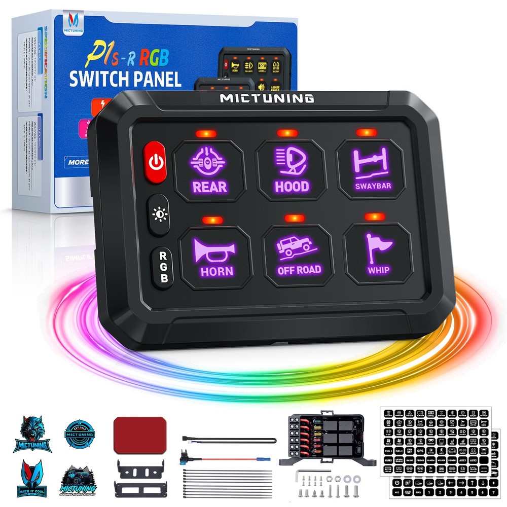 6 Gang Switch Panel, Universal On-Off LED Circuit Control Relay System Box