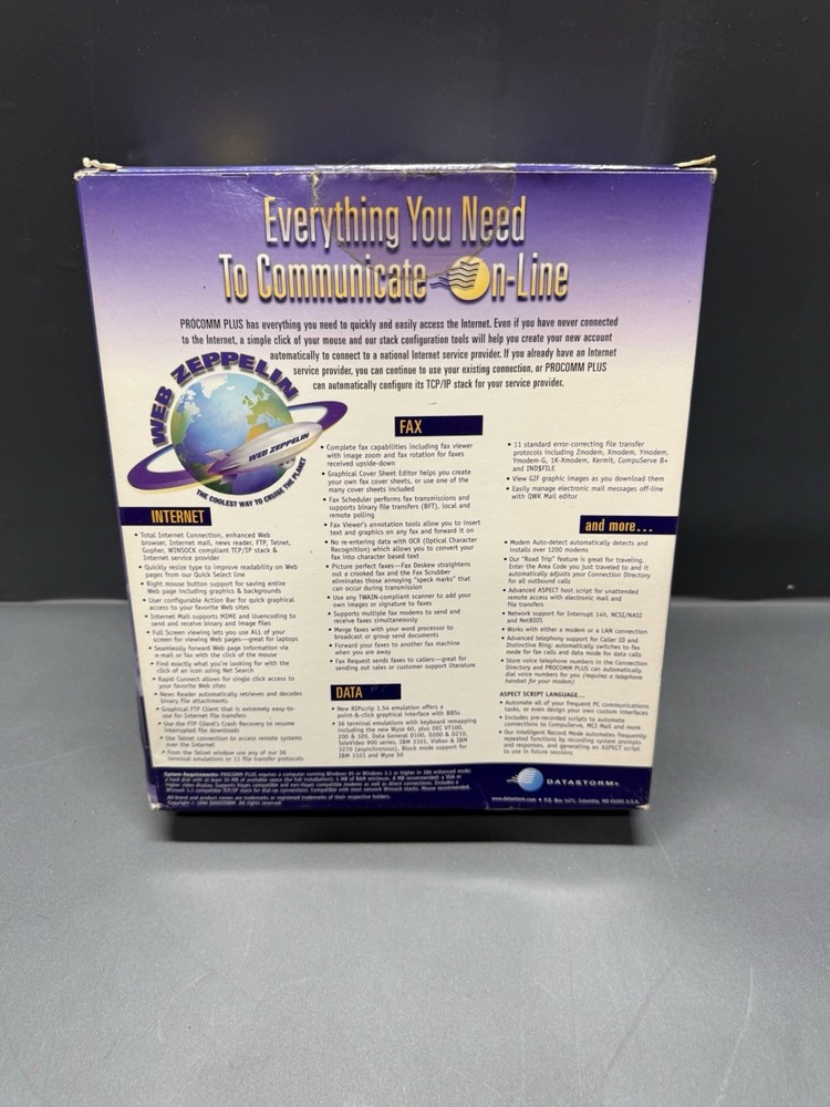 Procomm Plus 3.0 Very Connected User Guide Installation CD Data Storm