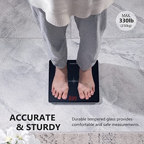 Digital Scale for Body Weight Precision Bathroom Weighing Scale Step-On Techn...