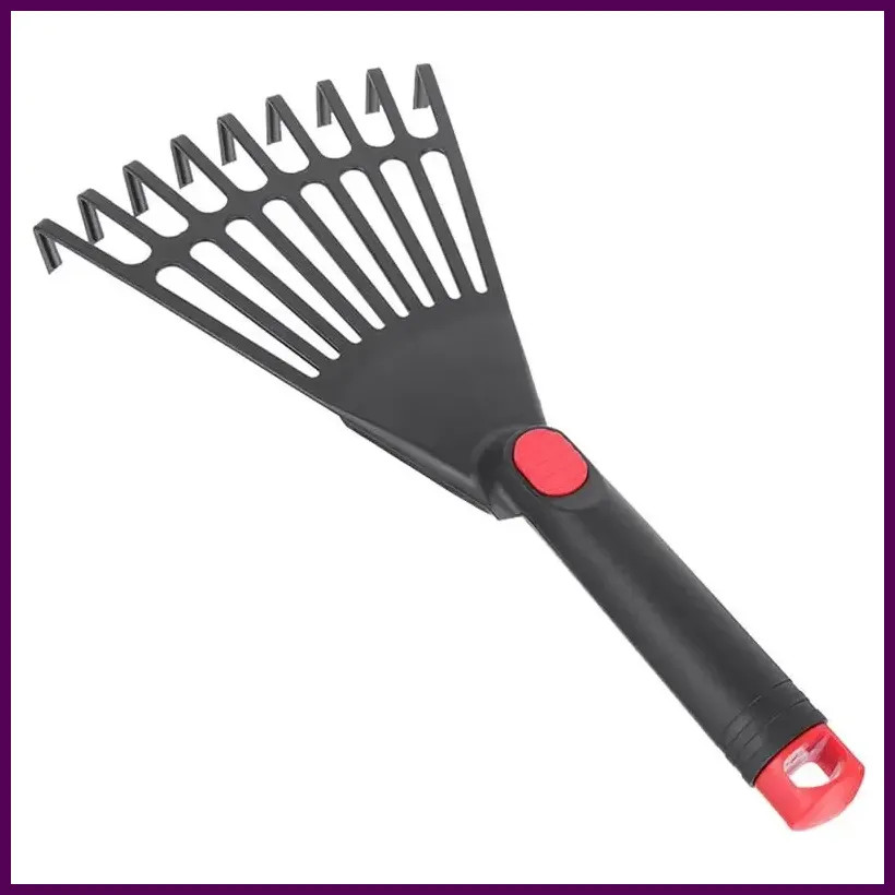 Small Leaf Rake Gardening Tool Plastic Hand Rake with Handle for Lawn Care