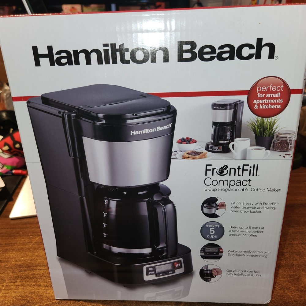 Hamilton Beach 5 Cup Drip Coffee Maker with Easy FrontFill Basket,  Compact NEW