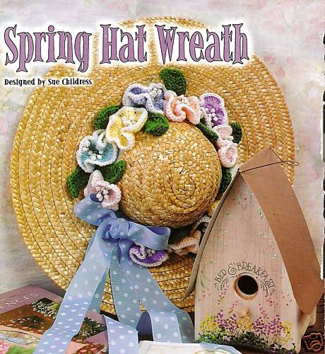 PRETTY Spring Hat Wreath/Decor/Crochet Pattern INSTRUCTIONS ONLY