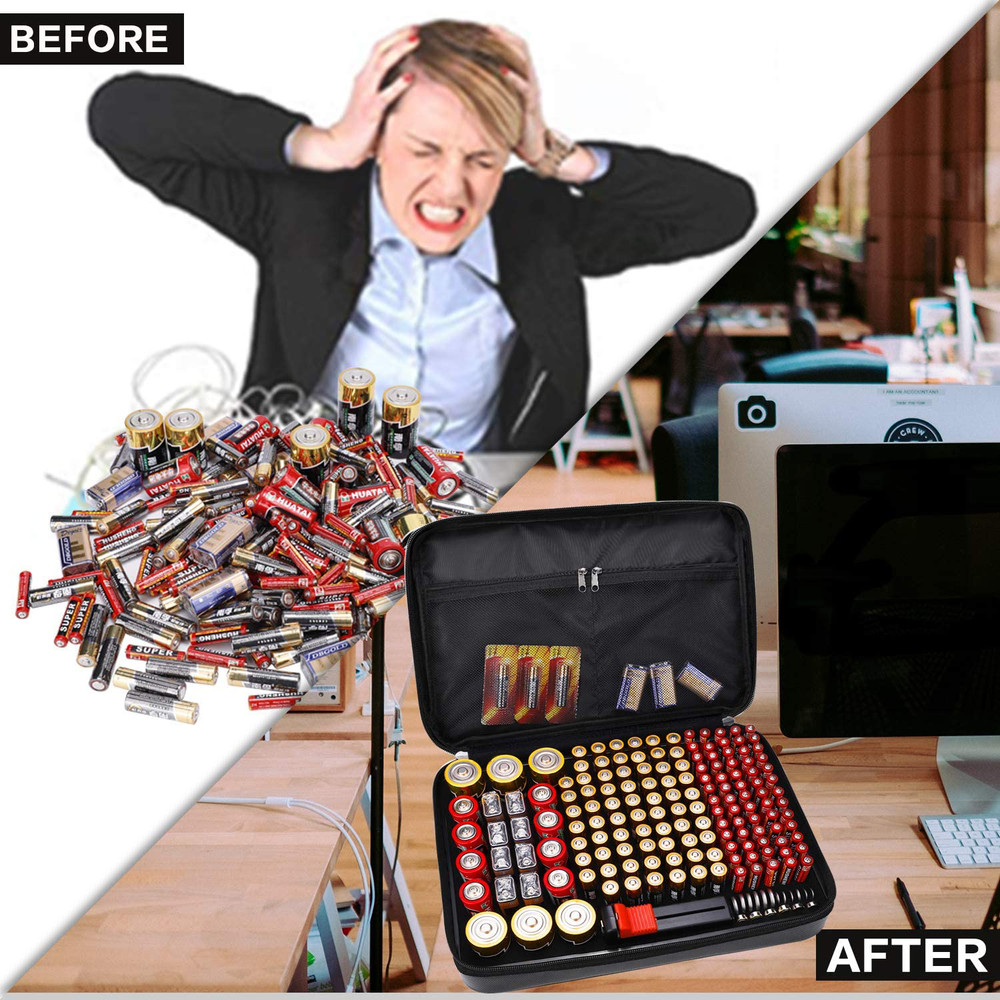 Battery Organizer Storage Case Fireproof Explosionproof Carry Container Bag Box