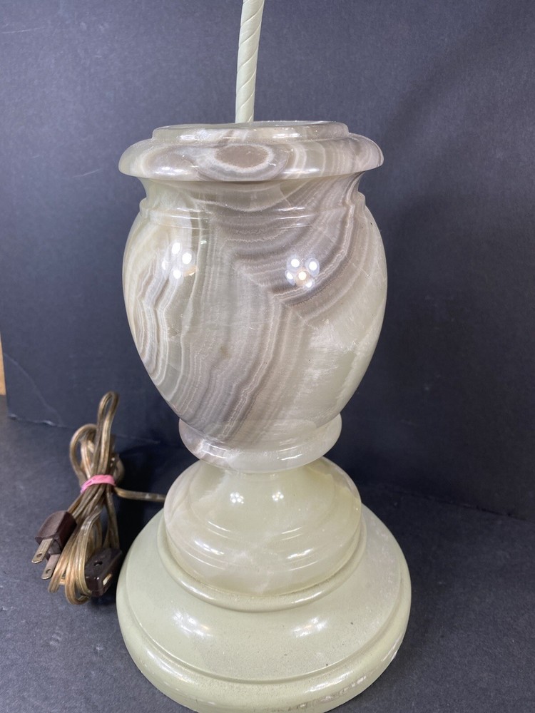Solid Marble Or Onyx Hand Carved Vase Lamp