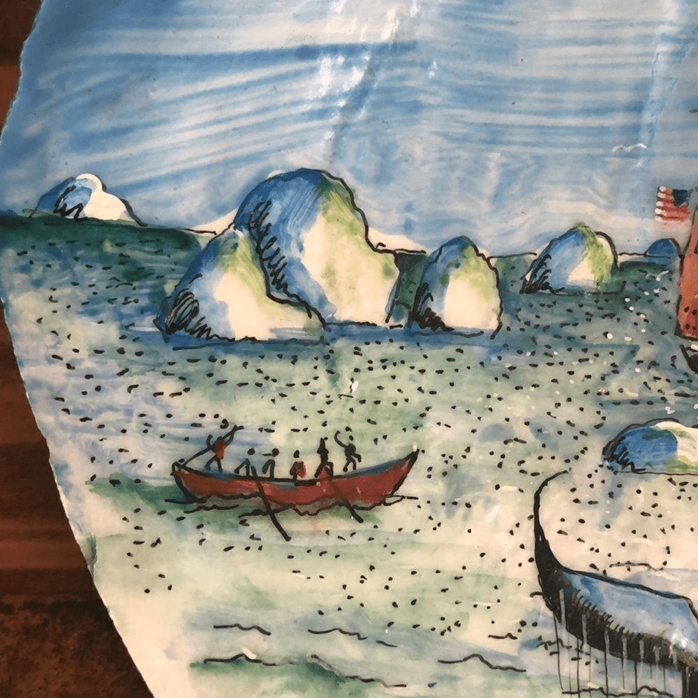Beautiful Hand painted scallop shell - Maine Ocean