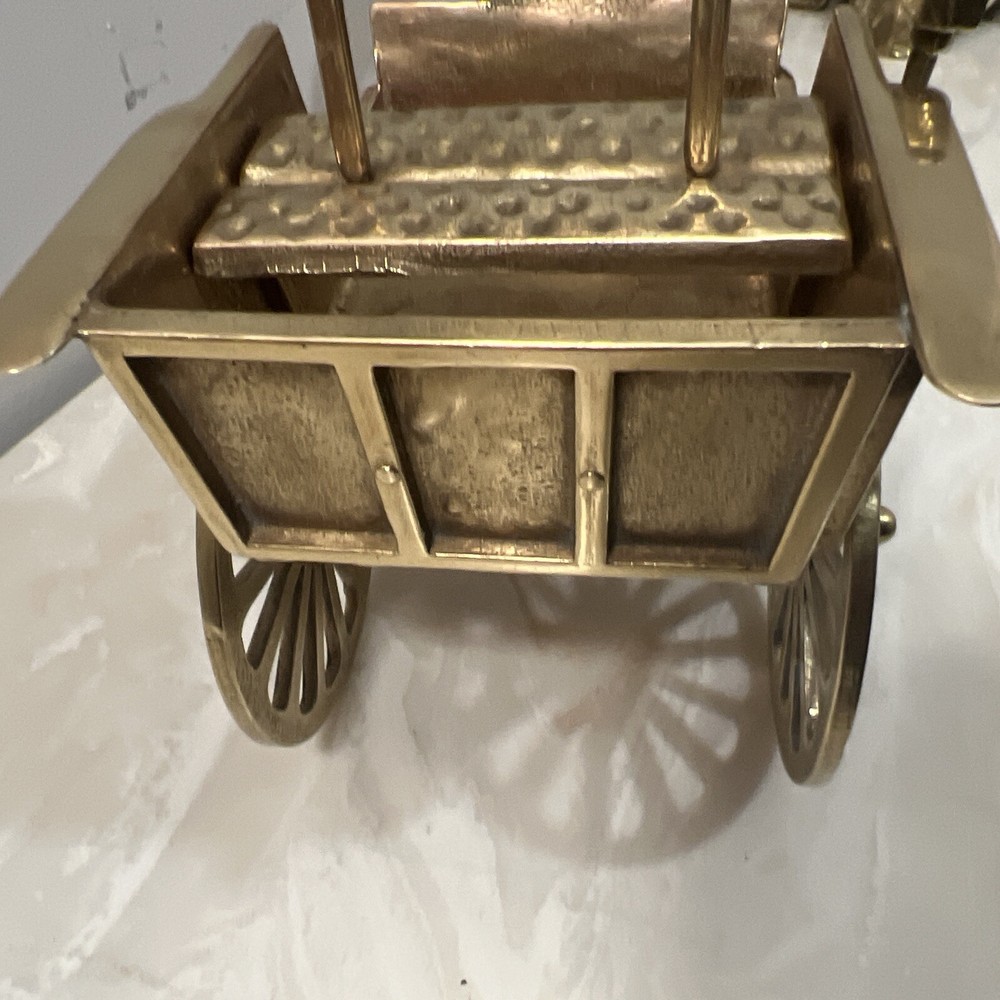 Solid Brass Big Horse & Buggy… vintage 15 Inches Long